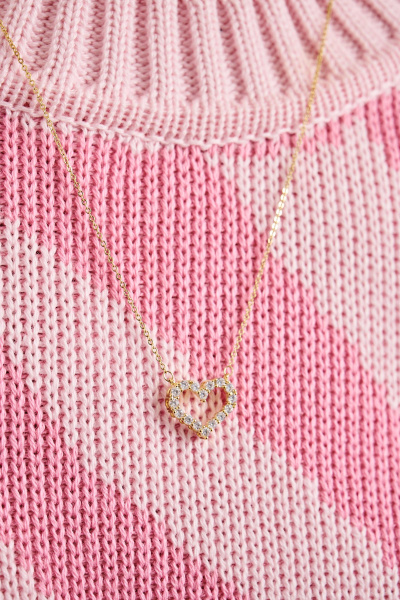 Цепочка с подвеской в виде сердечка со стразами (золото-белый)